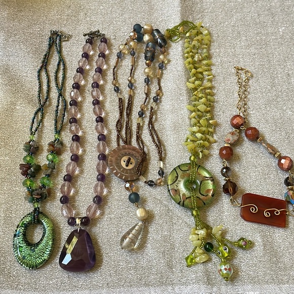 Lot of 5 fashion multicolor handcrafted stone glass crystal green purple lime - Picture 5 of 14